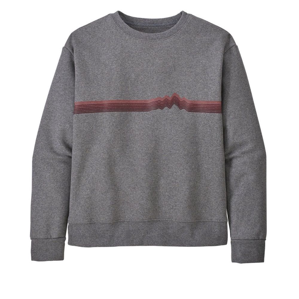 Patagonia Women's Ridge Rise Stripe Uprisal Crew Sweatshirt Heather Grey Small